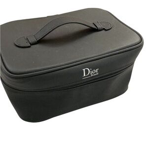 Dior Black makeup bag with top handle silver based hardware